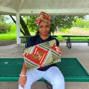 Ankara Head wrap and Clutch Matching Set